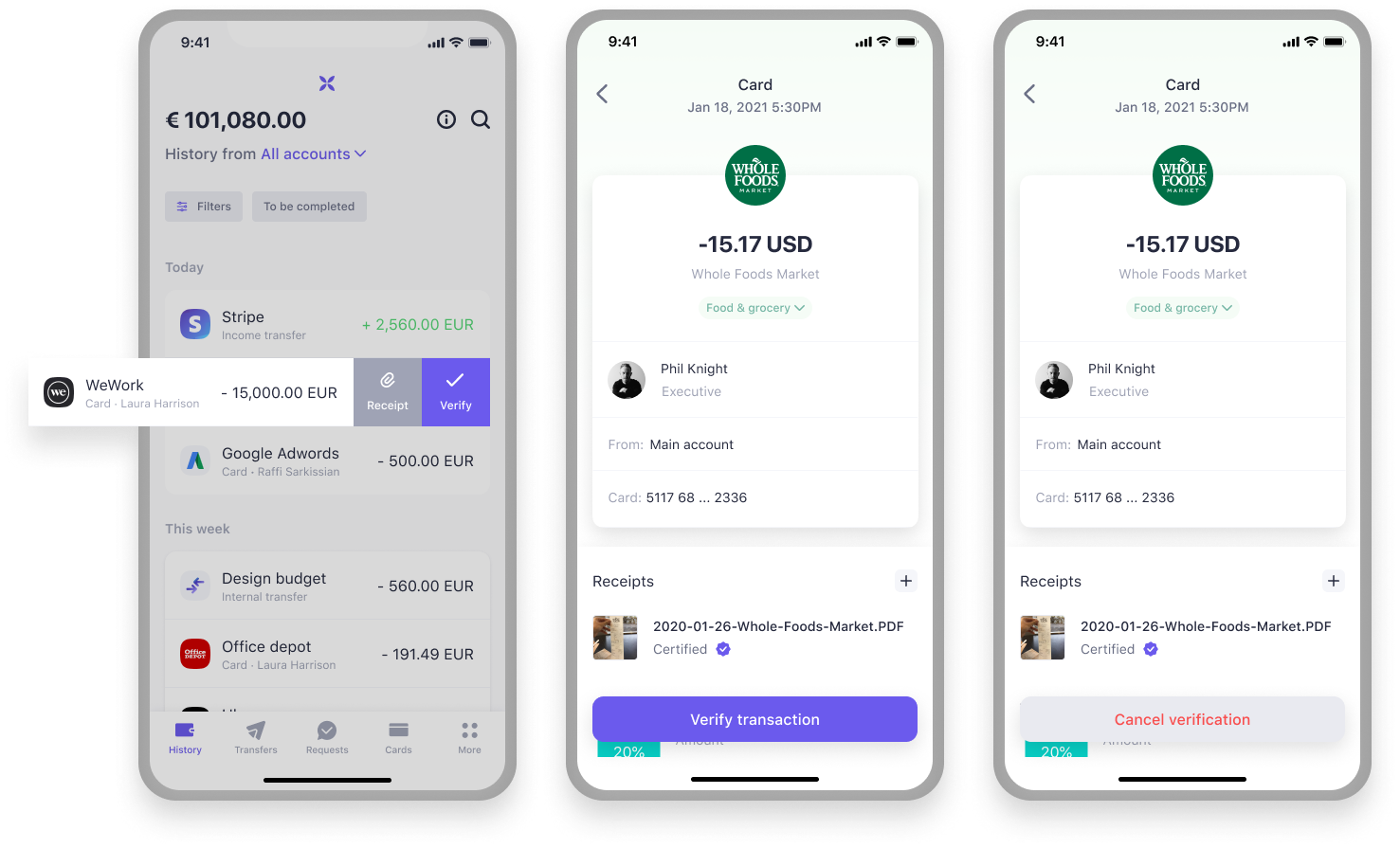 Transaction review interface
